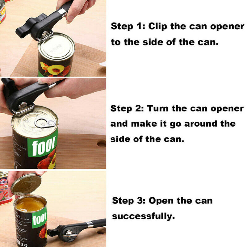 Professional Manual Tin Can Opener Safe Cut Lid Smooth Edge Side Stainless SteDD