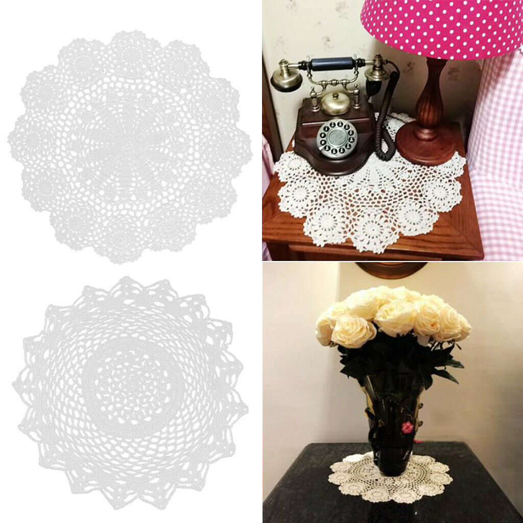 Hand Crochet Lace Doily with Unique Floral Pattern - Sets of