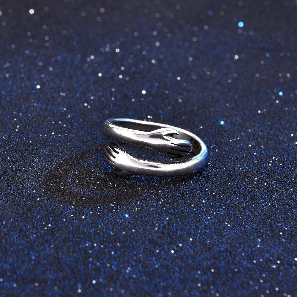 Novelty Hug Shape Engagement Ring Gift Adjustable for Couple Lover Friends Gifts