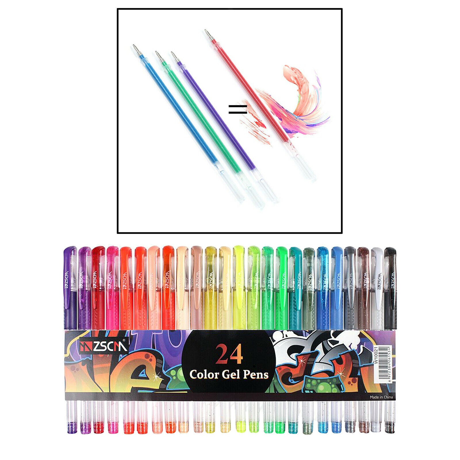 1 Set Glitter Gel Pens Sparkle Coloring Pen Art Markers 24 Colored Pen & Refills