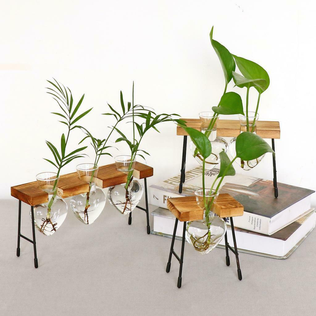 Glass Vase Test Tube In Wooden Chair For Flowers Plants Home Decoration-2