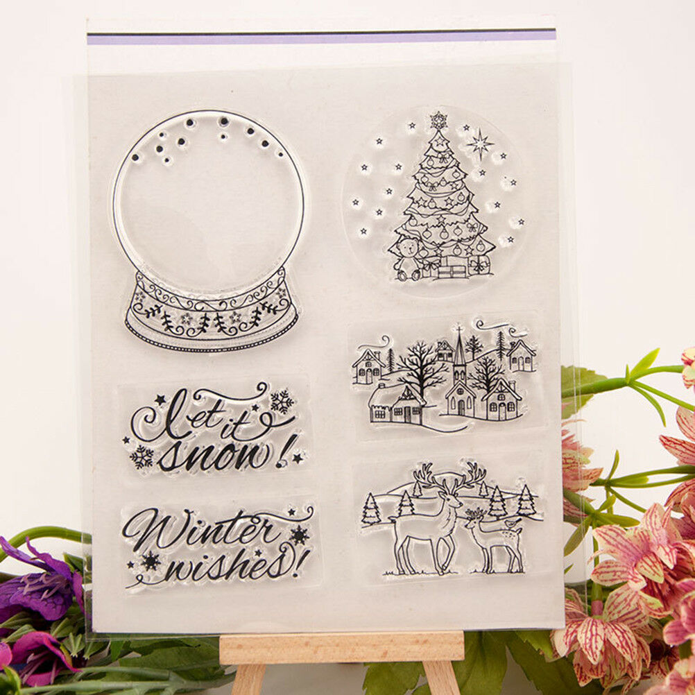 Christmas Crystal ball transparent Silicone Clear Stamp Scrapbook Album De.l8