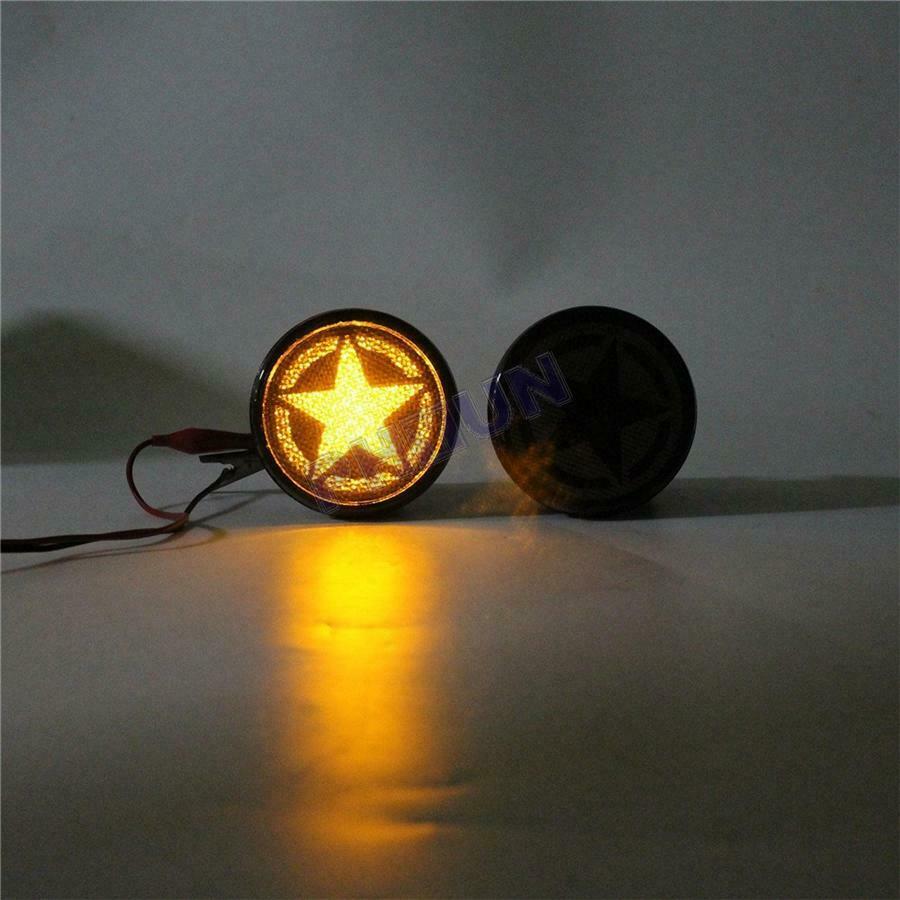 2x Smoke Five Star LED Turn Signal Lights Lamps For Jeep Wrangler JK 2007-2018