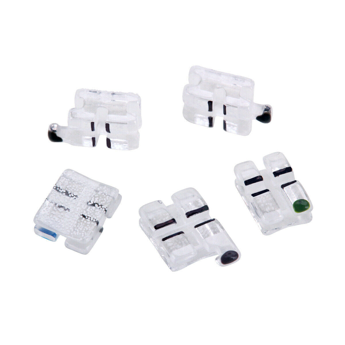Dental Orthodontic Ceramic Brackets Sapphire Monocrystalline MBT.022 Hooks 345