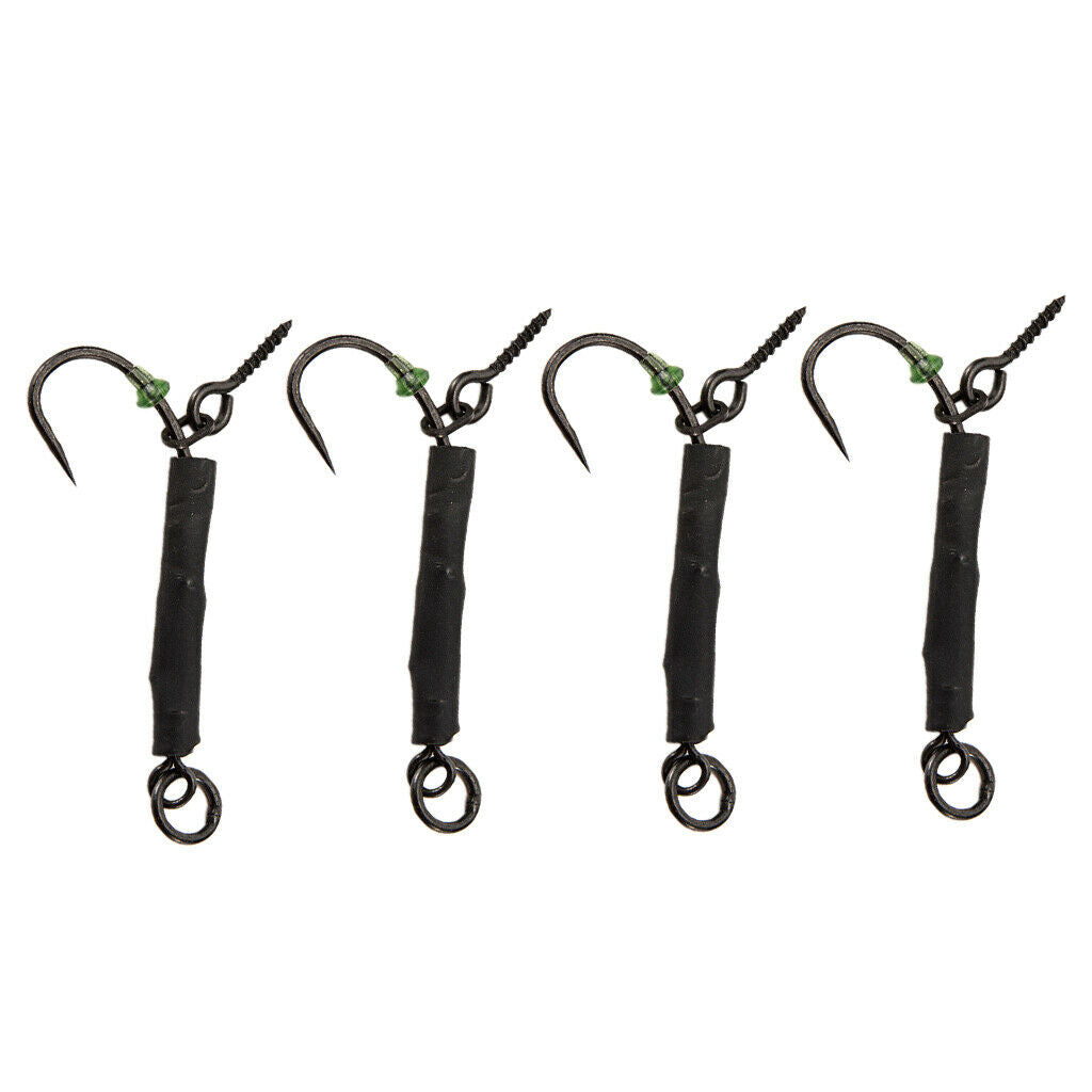 4pcs Fishing Ronnie Rigs Carp Fishing Spinner Rigs Assist Hooks 08 barbless
