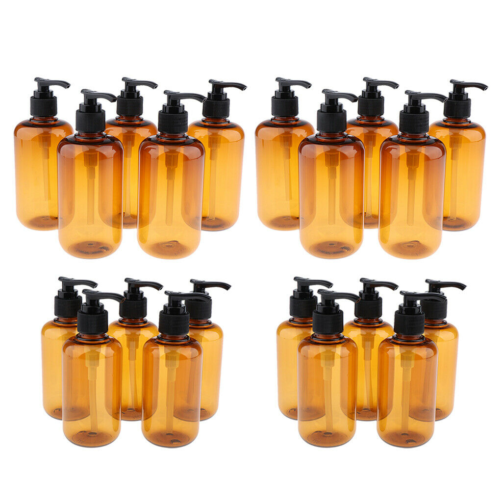 Pack 20 200ml+300ml Plastic Pump Bottles Travel Liquid Shampoo Containers
