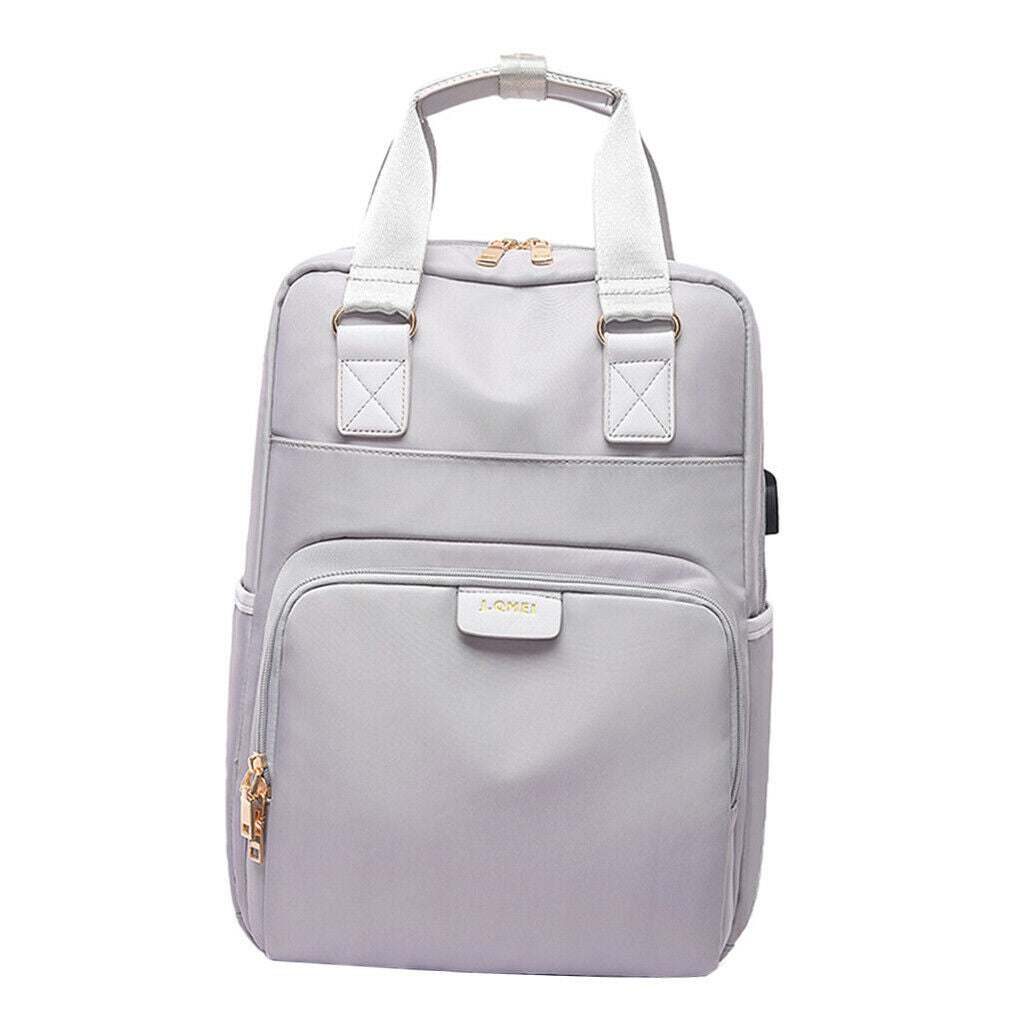 Compact Waterproof Laptop Backpack Roomy School Bag Shoulder Rucksack Gray L