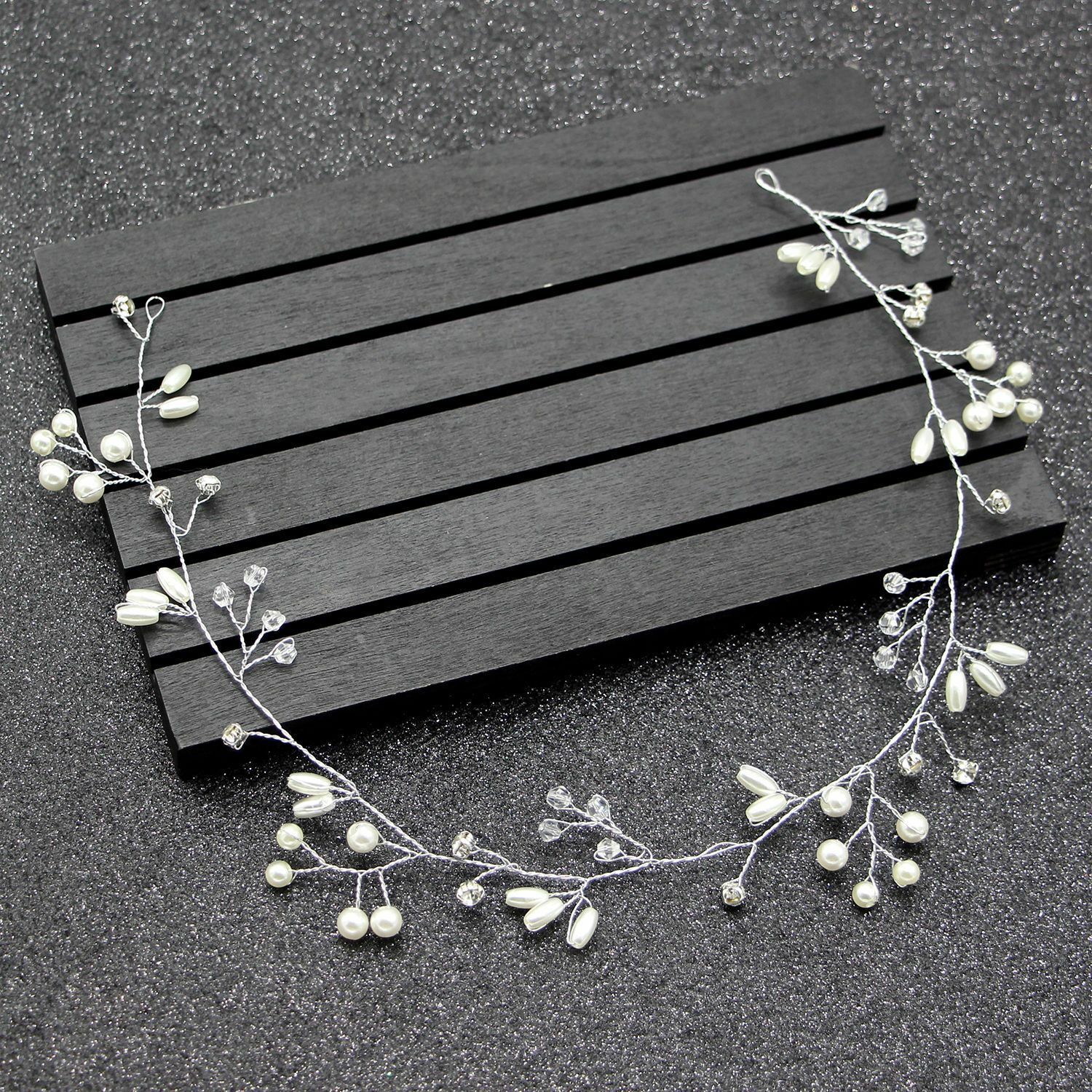 1Pcs NEW Pearls Wedding Hair Vine Crystal Bridal Accessories Diamante Headpiece