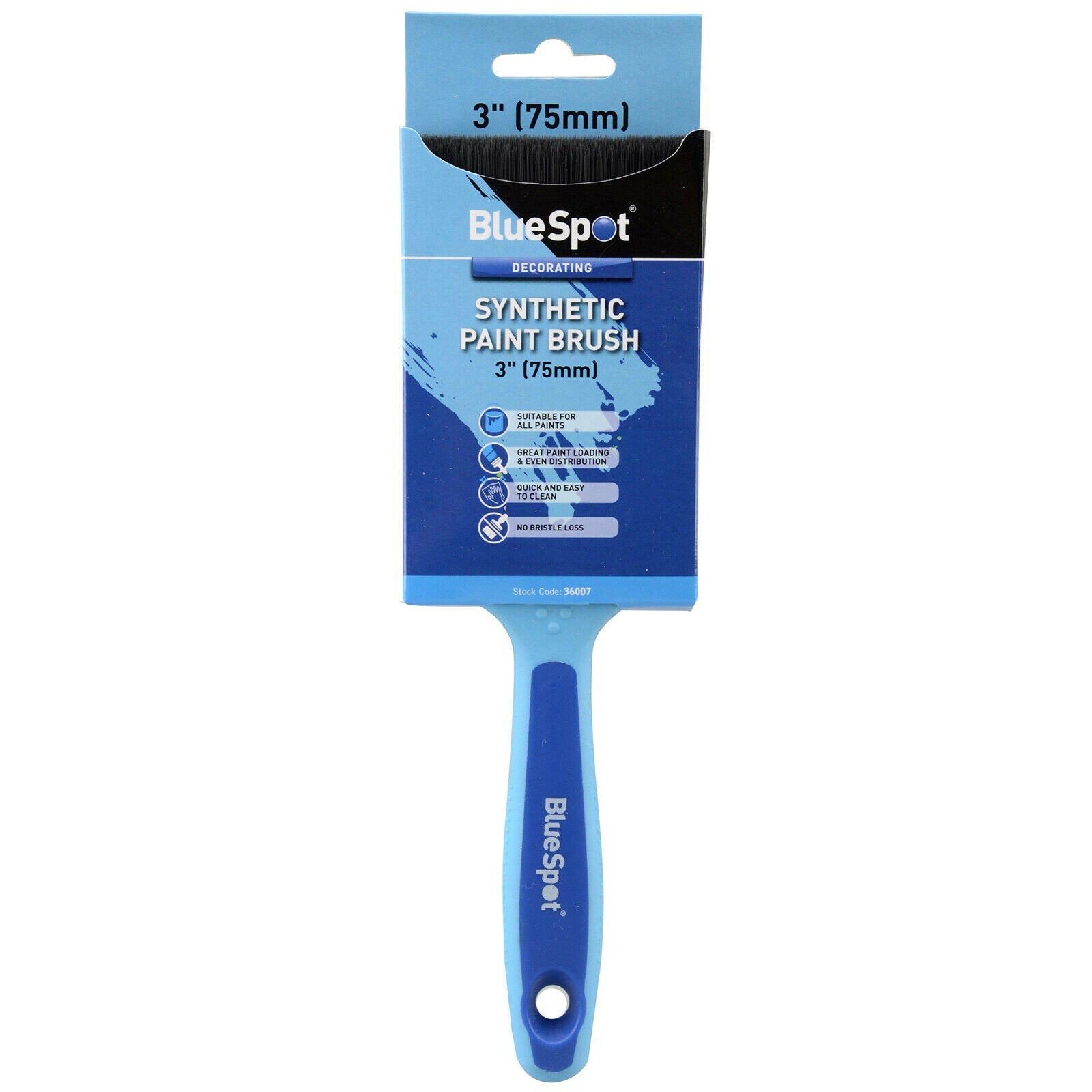 BlueSpot Synthetic Paint Brush Soft Grip Handle 75mm No Loss Emulsion Varnish