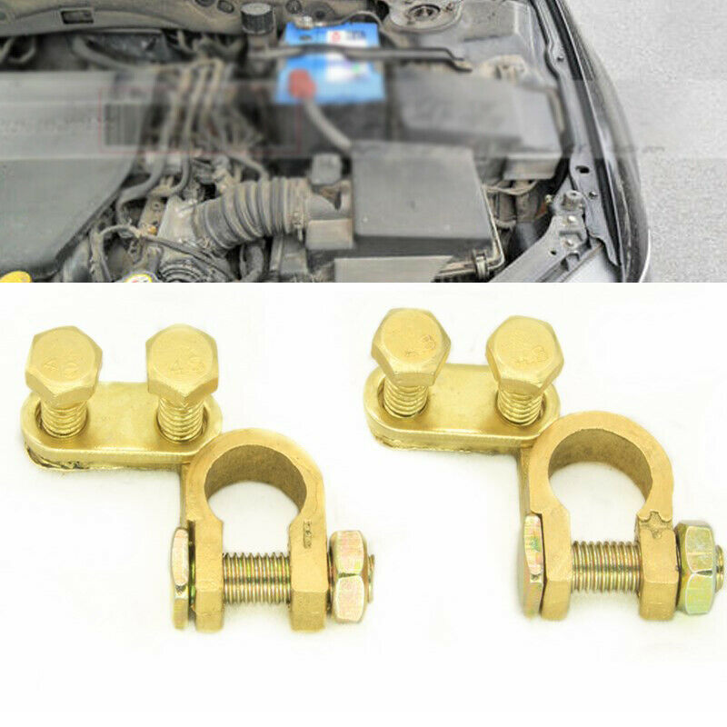 Pair M8 Pure Brass Battery Top Post Cable Terminal Wire Clamp Isolators Car Boat