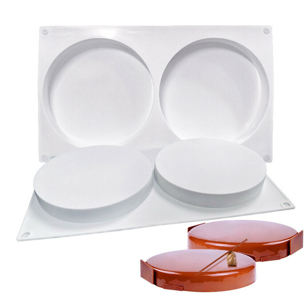 Silicone Cake Mold 2-Cavity Large Round Shape Mould Dessert DIY Baking Tray  @