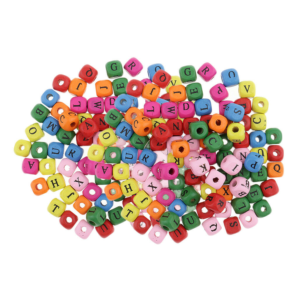 200pcs Mini Wooden Alphabet Letters Cube Beads Charms Jewelry Findings 10mm