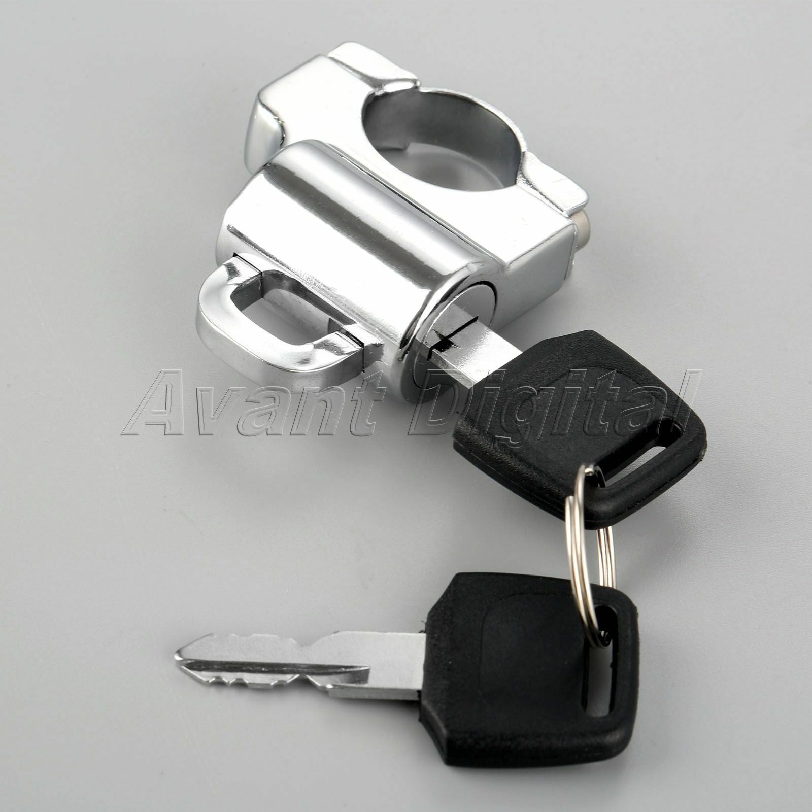 Motorcycle Motorbike Chrome Helmet Lock 2 Keys with 22mm Handlebar Hanger Hook