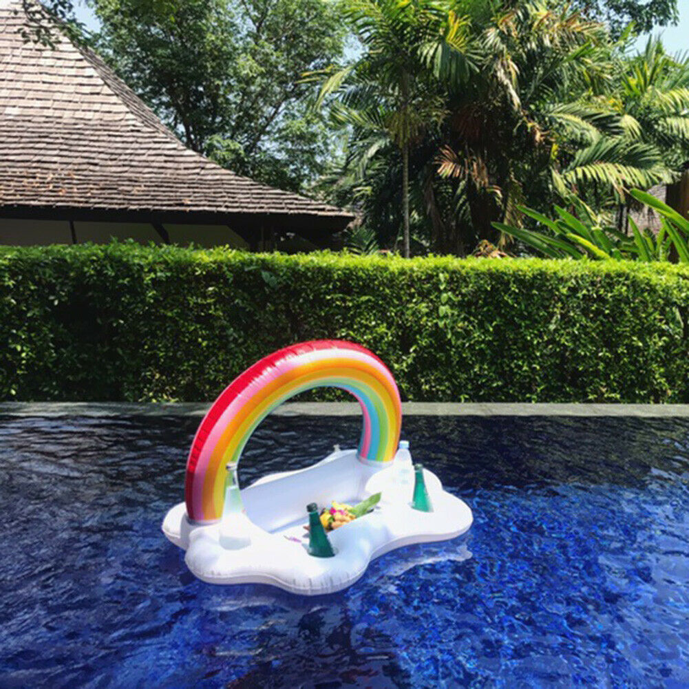 Inflatable Pool Float Beer Drink Cooler Table Bar Beer Tray Party Cup Holder