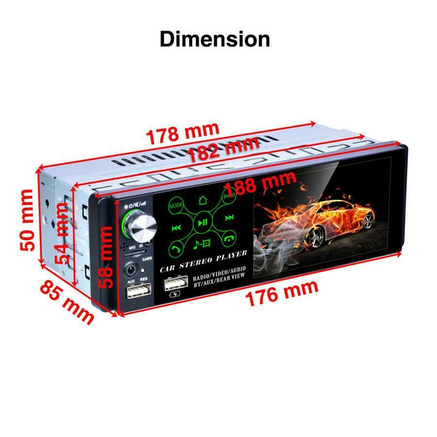 Car 4.1" Bluetooth MP5 Radio Player RDS Subwoofer Micophone 8LED Rear Camera