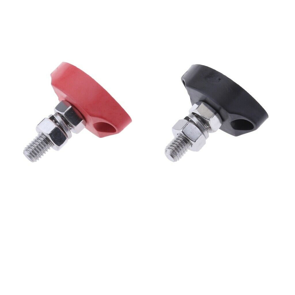 1 Pair Red & Black Junction Block Power Post Set Stainless Steel for Marine Car