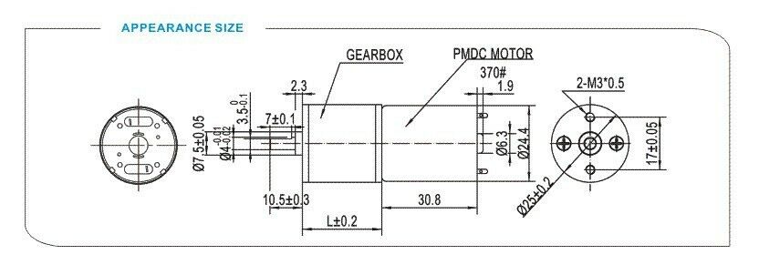 25GA-370 DC 12V 200RPM Output Speed 2 Terminals Electric Geared Motor DIY car