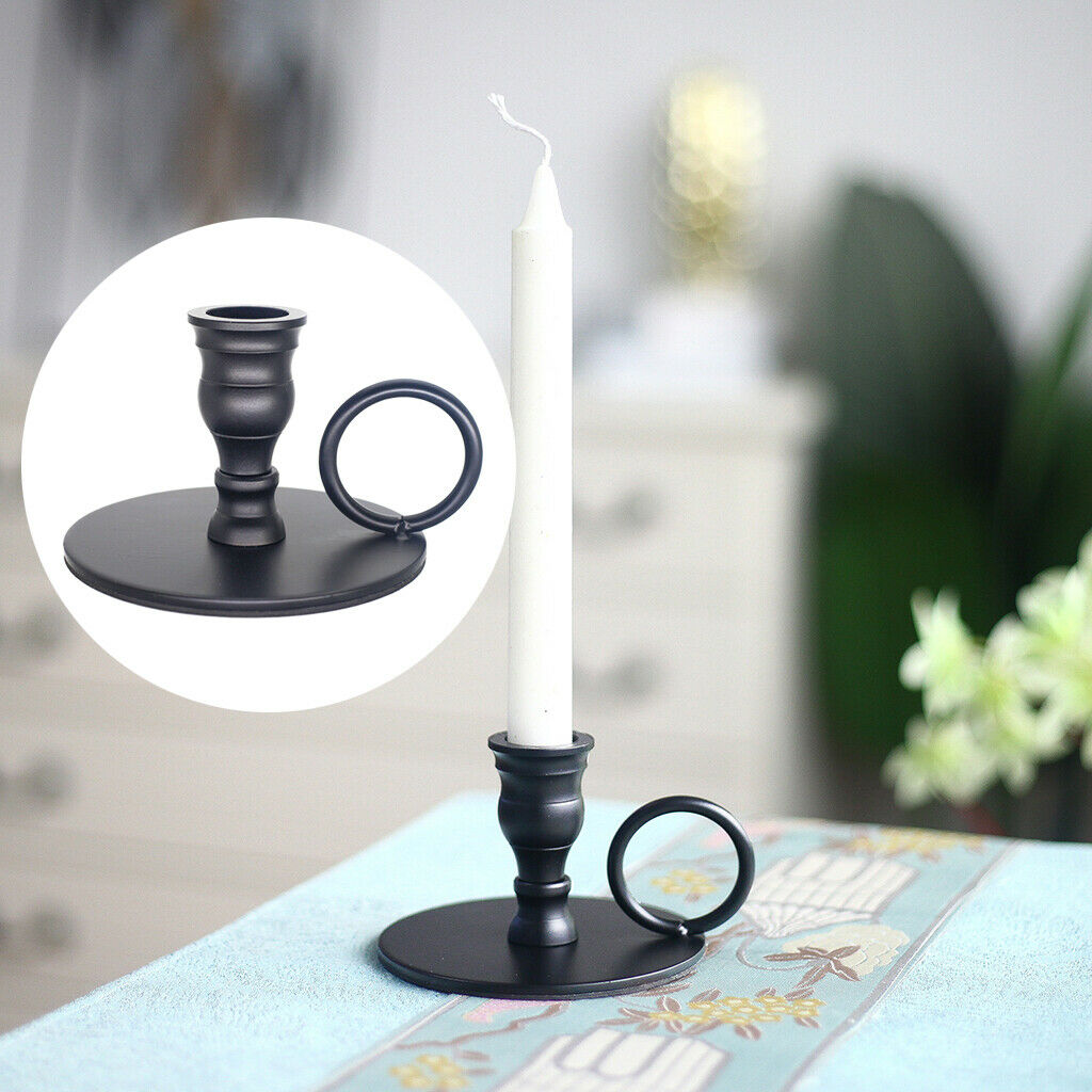 Iron Taper Candle Holder Candlelight Candlestick Stand Tabletop Ornament