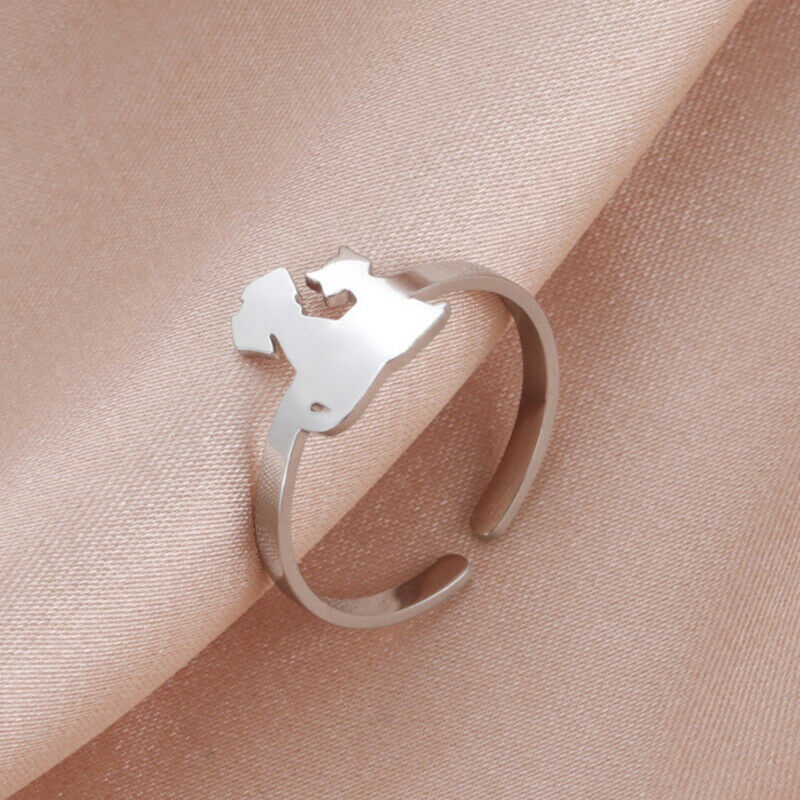 Cute cartoon niche design stainless steel steel color dog cat pattern open ring