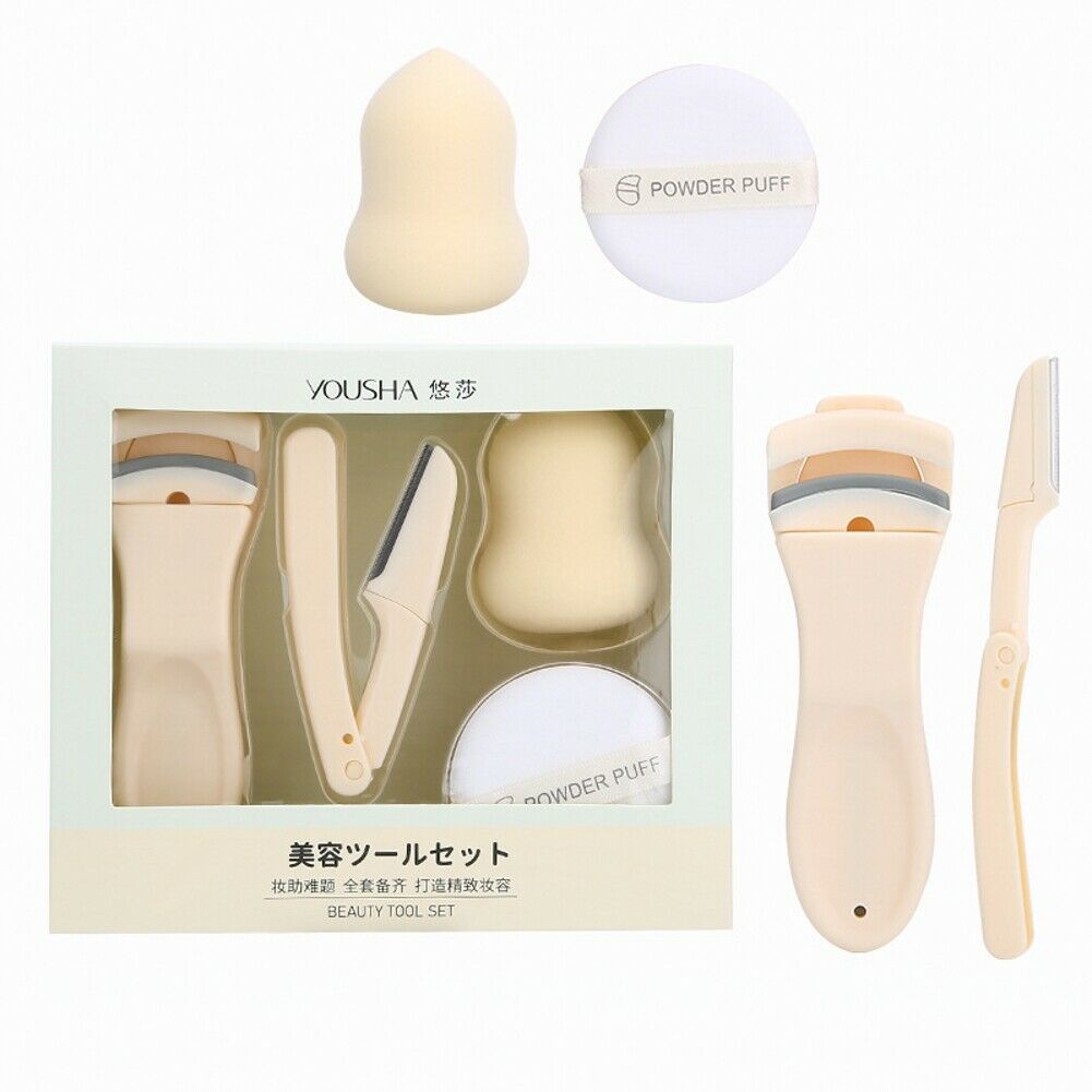 4PCS/set Cushion Powder Puff Eyebrow Trimmer Eyelash Curler Beauty Cosmetic Tool