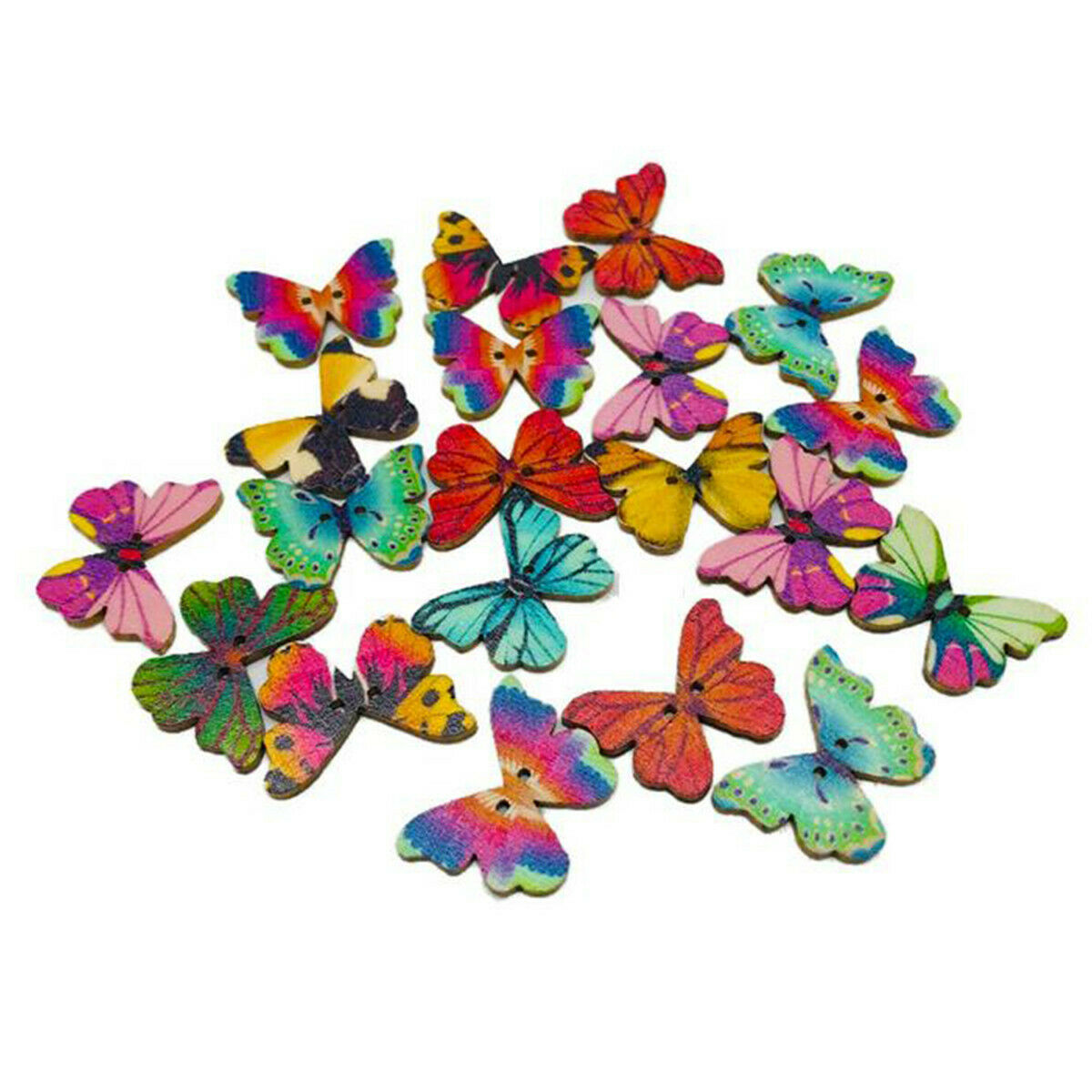 50 Pcs Mixed Butterfly Wooden Button Sewing Scrapbooking Costume DIY Decor Craft