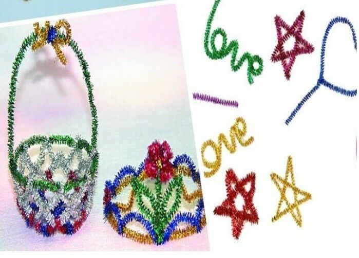 DIY 50PCS Chenille Craft Stems Tinsel Pipe Cleaners Assorted Colours 30cm x 6mm