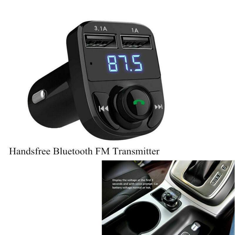 Dual USB Port Handsfree Car Charger Bluetooth FM Transmitter Auto Music adapter