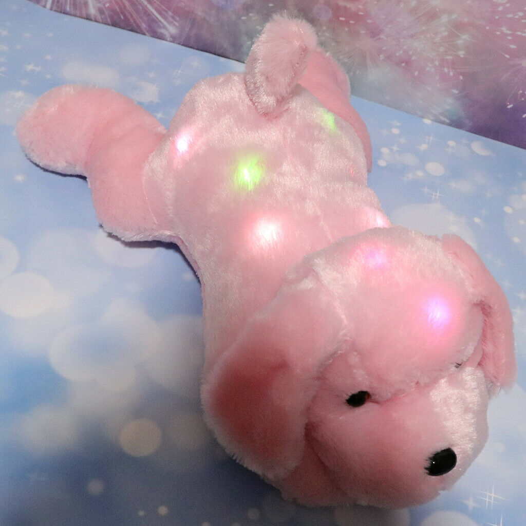 LED Doggie Stuffed Animal Night Light Colorful Glowing Puppy Soft Plush Toys,
