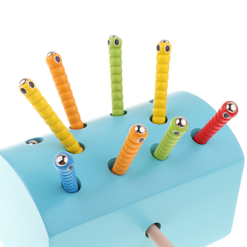 Wooden Magnetic Catch Insects Pretend Fishing Game Toys Kids Baby Toddler
