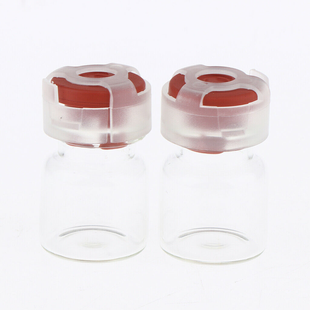 20Pcs Empty Sealed Sterile Serum Powder Vials Bottle Container Wine Red Lids