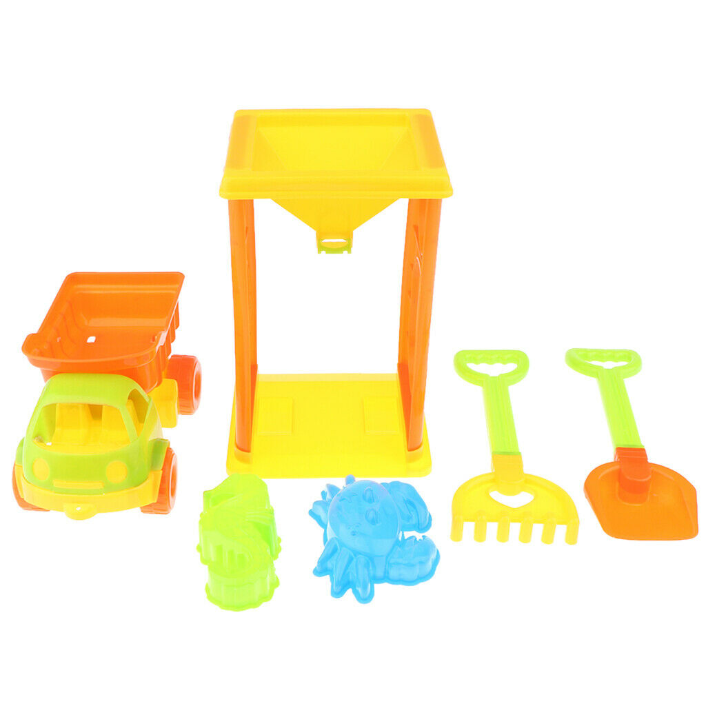 6 Pieces Beach Sand Toys Set - Sandbox Truck, Sand Glass, Shovel and Molds,