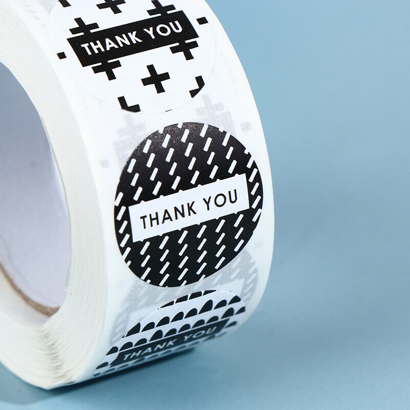 500pcs Black & White Thank You Stickers for Business, Wedding,Gift decora.l8