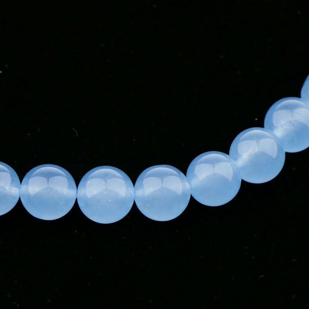 Blue Natural Stone Angelite Jade Round Shape Loose Beads Chalcedony 10mm