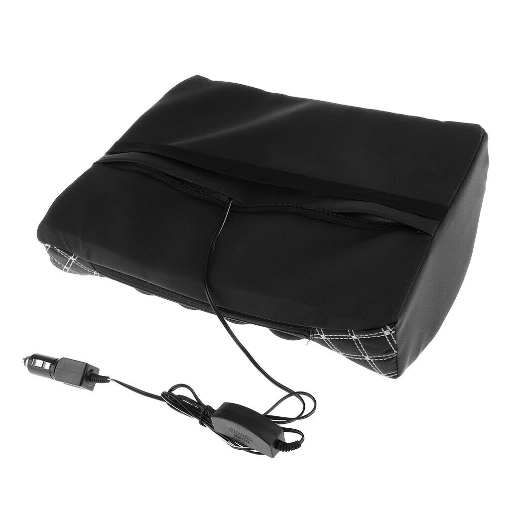 Lumbar Back Brace Massage Holder Support 12V Car Seat Chair Cushion White