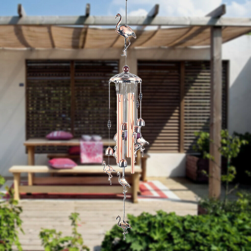 Flamingo Wind Chimes 35in Metal Tubes Wind Bell Home Patio Garden Yard Decor