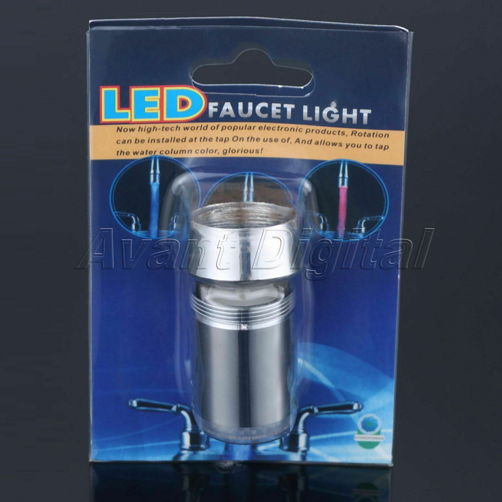 3 Color Changing LED Water Faucet Light Temperature Sensor ABS No Need Battery
