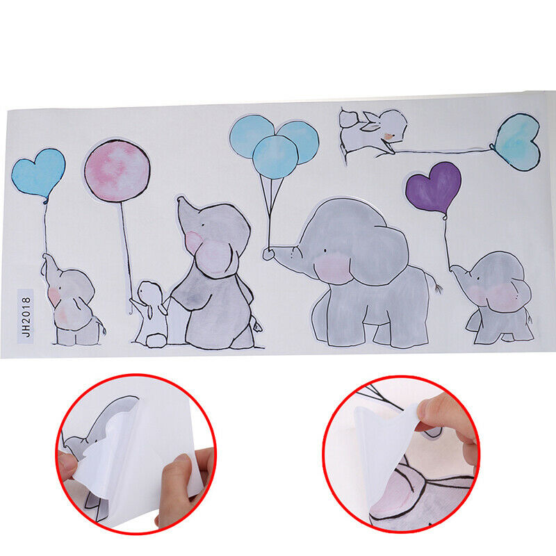Cartoon Cute Animal Elephant Playing with Balloons Rabbit Wall Stickers DecS Lt