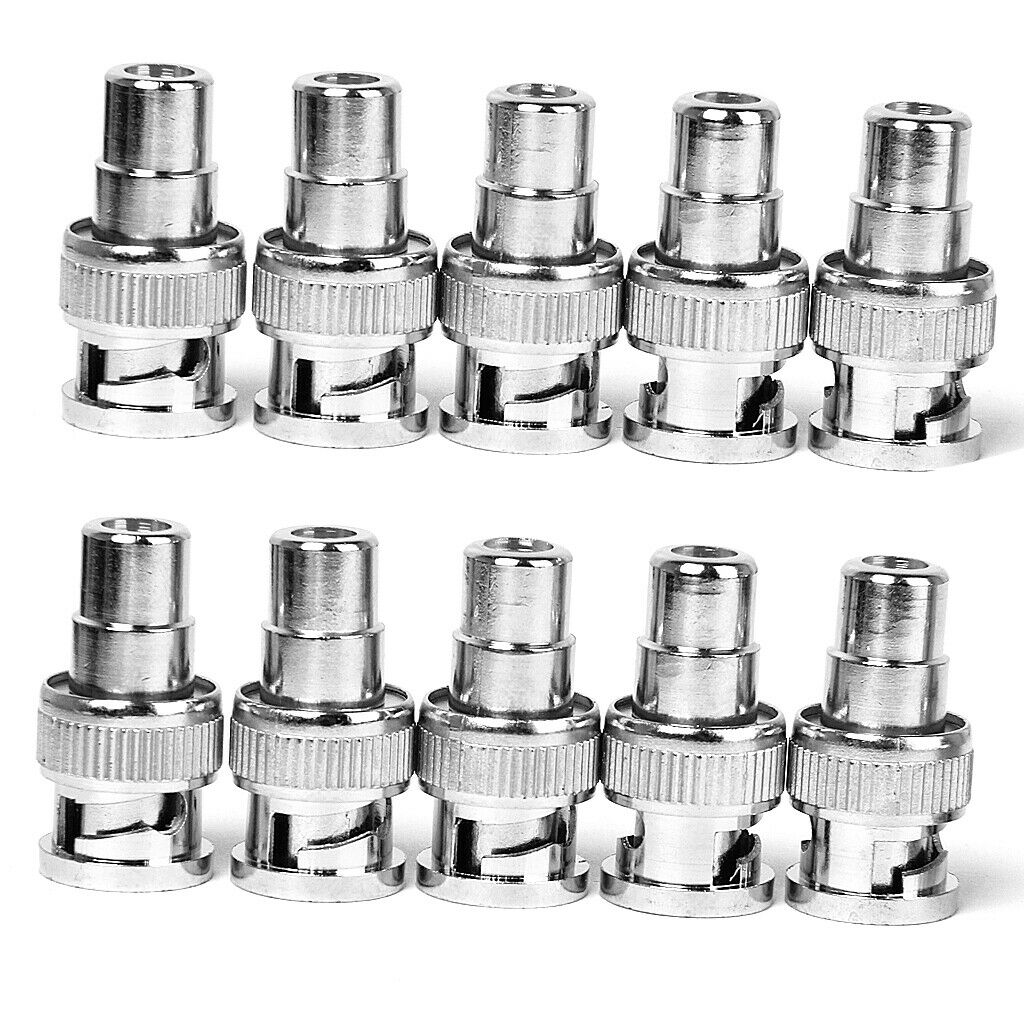 10Pcs BNC Male To RCA Female Coax Coaxial Connector Adapter For