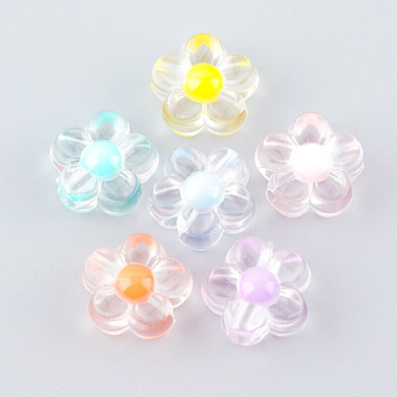50Pcs DIY Jewelry Accessory Acrylic Flower Spacer Blossom Bead Bracelet Mak Qx