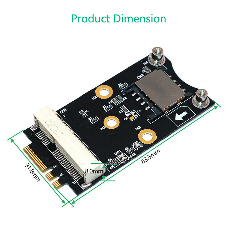 Mini PCI-E to M.2(NGFF ) key AE Adapter With SIM card Slot