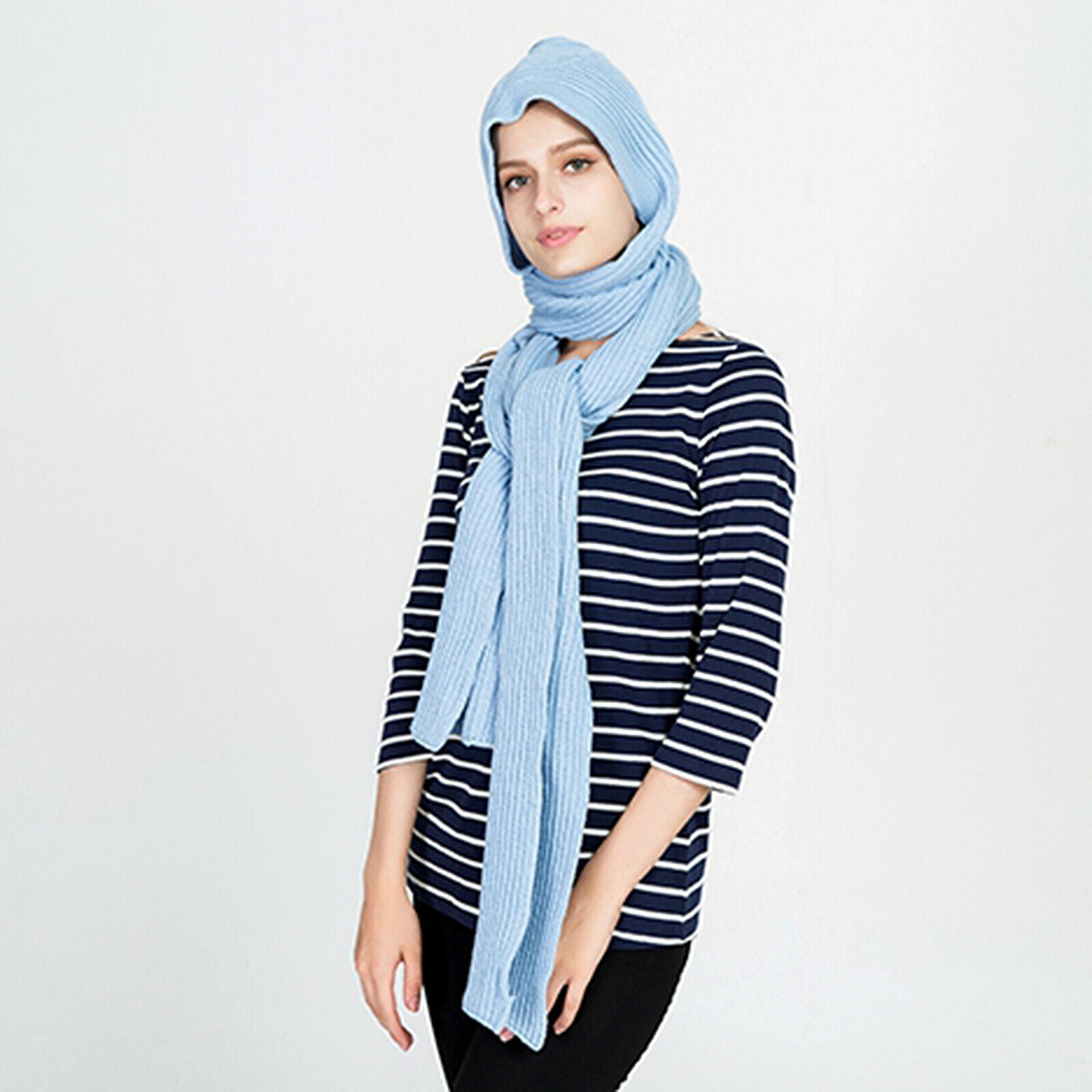 Hooded Scarf Winter Autumn Knitted Hoodie Pullover Wrap Headscarf Neckwarmer