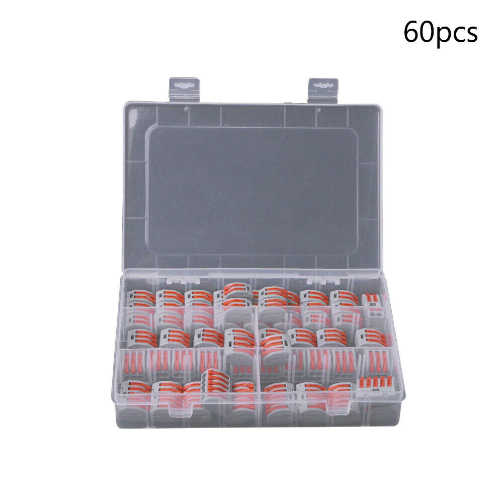 60Pcs Electrician Electrical Soft and Hard Wire Quick Connector Terminal Block