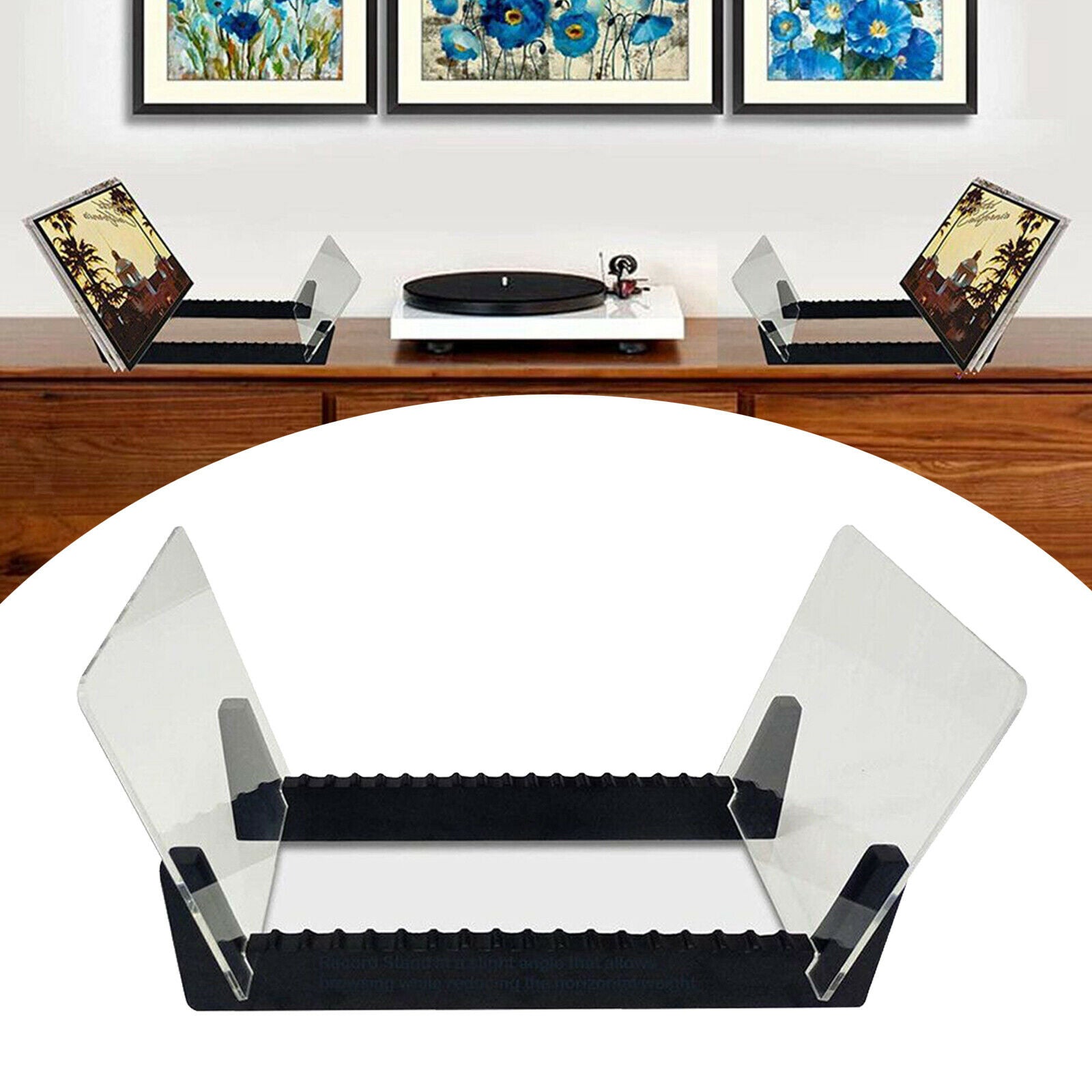 Large Capacity Acrylic Vinyl Record Storage Holder Album Modern 14 inch Long