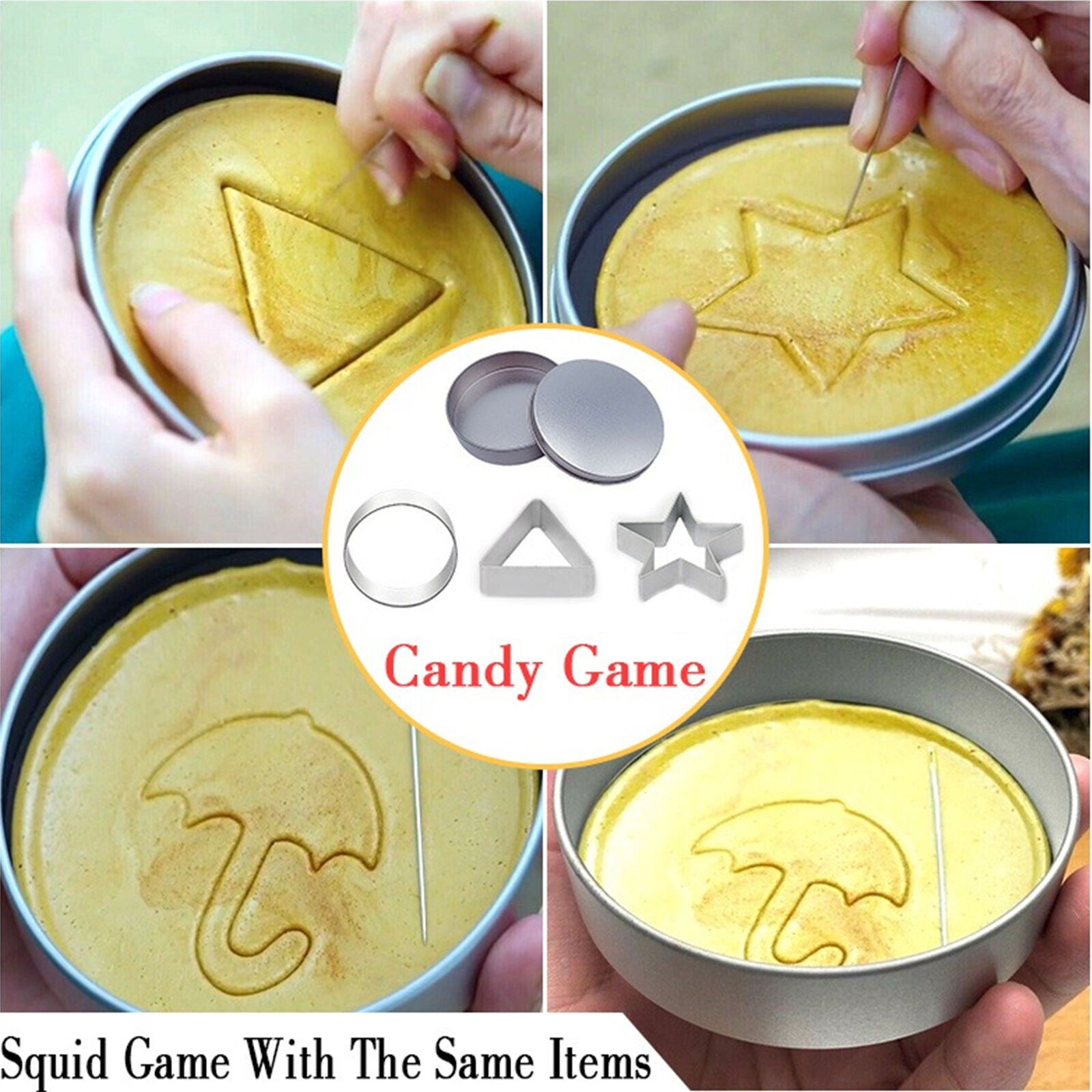 6Pcs Squid Player Game Dalgona Candy Mold Korean Traditional Sugar Cookie Tool