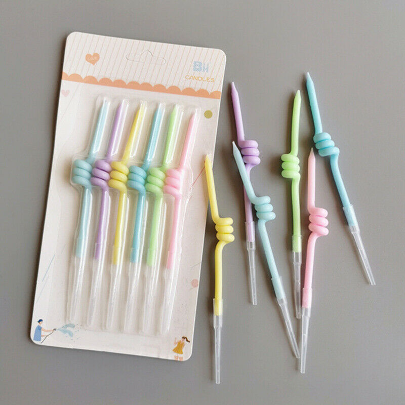 Birthday Candle Curve Spiral Thread Candle Rainbow Color Cake Decorati.l8