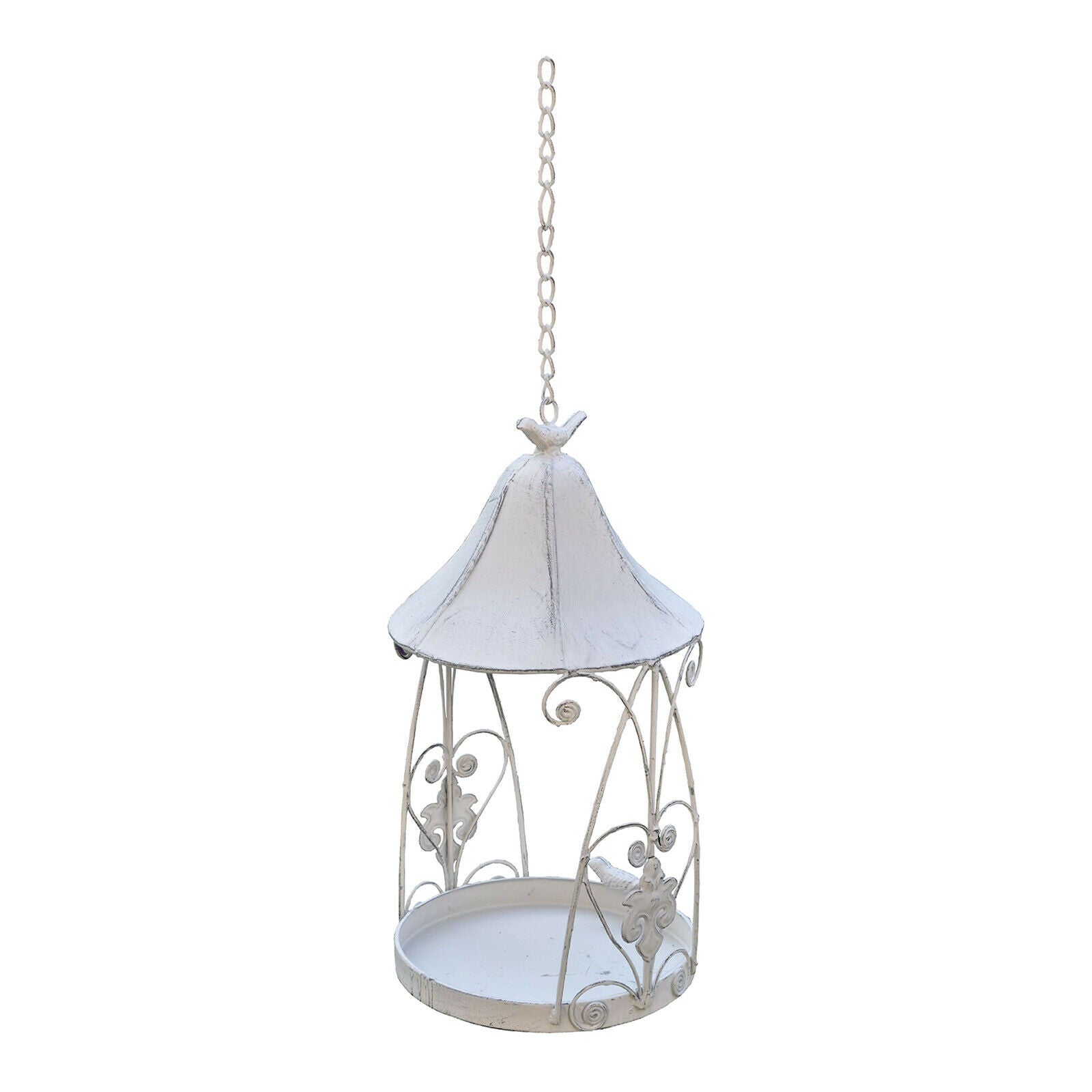 Iron Round Bird Feeder Tray Hanging Outside Yard Garden Decor