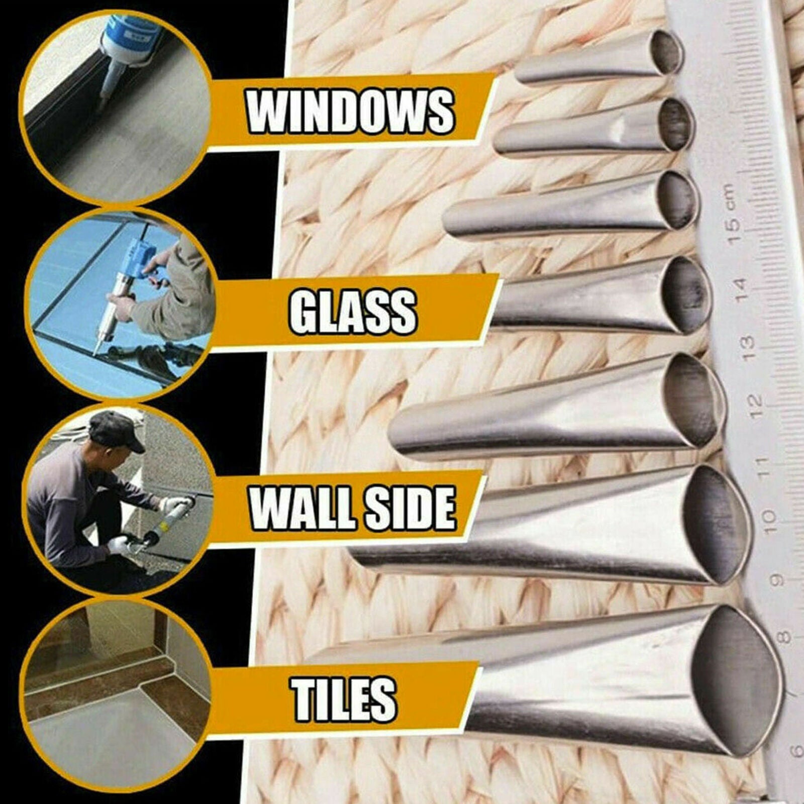 17pcs Stainless Steel Silicone Caulking Nozzle Finisher Filler Tool Kit
