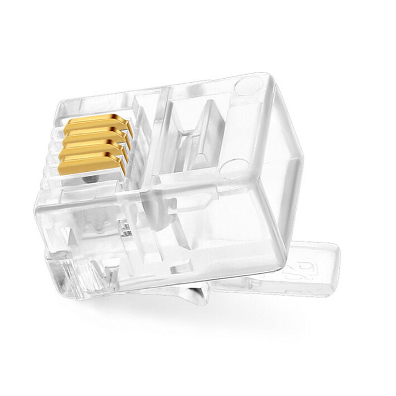 100 pcs RJ11 Modular Plugs 6P4C For Solid Connectors NEW ^SEDD