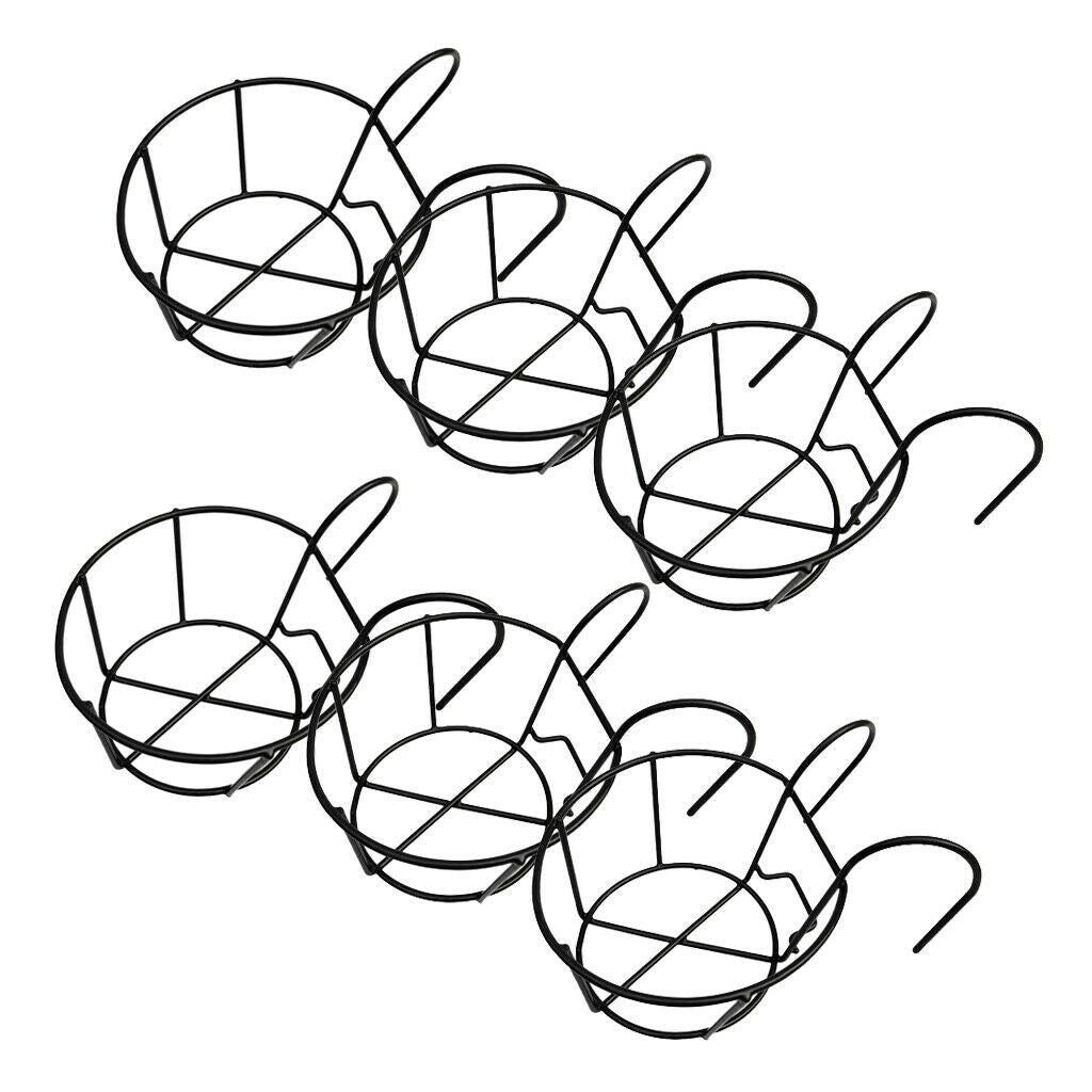 6x Solid Metal Hanging Shelf Basket Home Flower Pot Holder Porch Fence