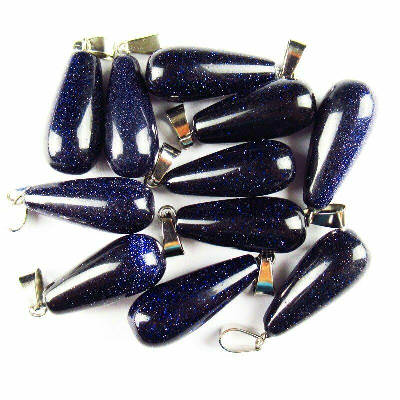 10pcs 40g Blue Sand Stone Teardrop 29x10mm Pendant Bead A-87SK